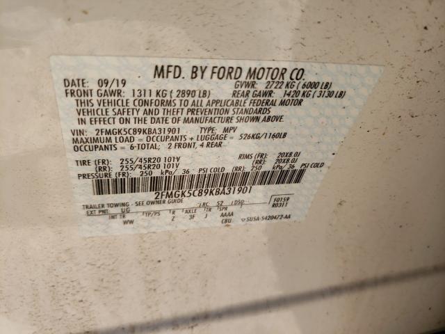 Photo 9 VIN: 2FMGK5C89KBA31901 - FORD FLEX SEL 