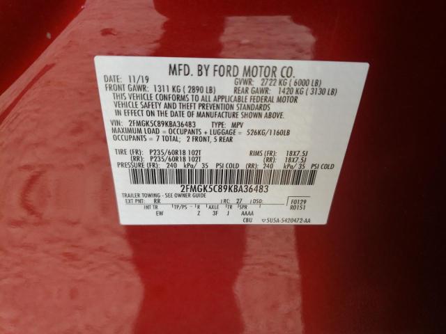 Photo 11 VIN: 2FMGK5C89KBA36483 - FORD FLEX 