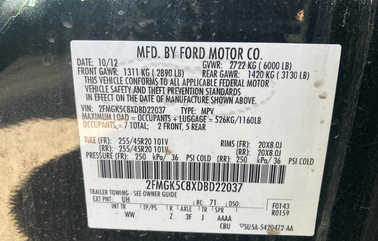 Photo 9 VIN: 2FMGK5C8XDBD22037 - FORD FLEX 