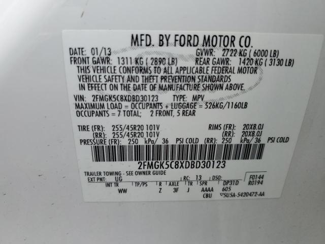 Photo 13 VIN: 2FMGK5C8XDBD30123 - FORD FLEX 