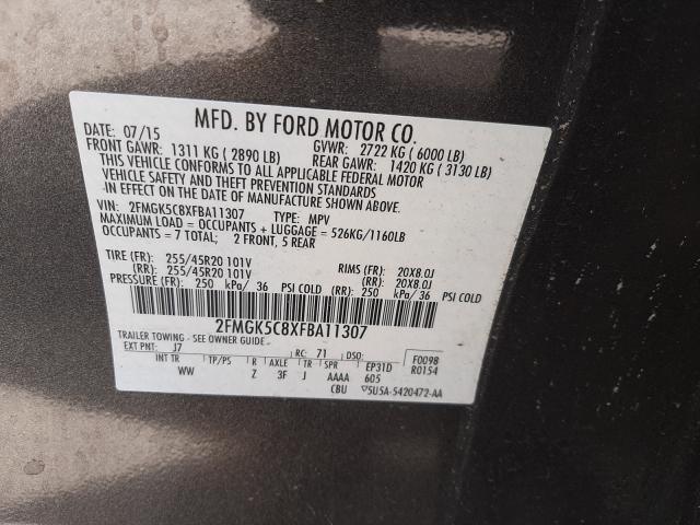 Photo 9 VIN: 2FMGK5C8XFBA11307 - FORD FLEX SEL 