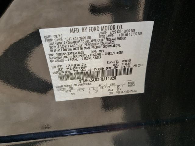 Photo 9 VIN: 2FMGK5C8XFBA14028 - FORD FLEX SEL 