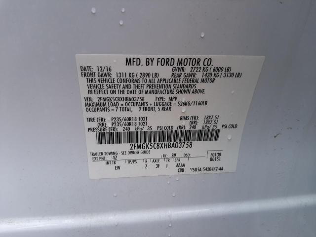 Photo 9 VIN: 2FMGK5C8XHBA03758 - FORD FLEX SEL 