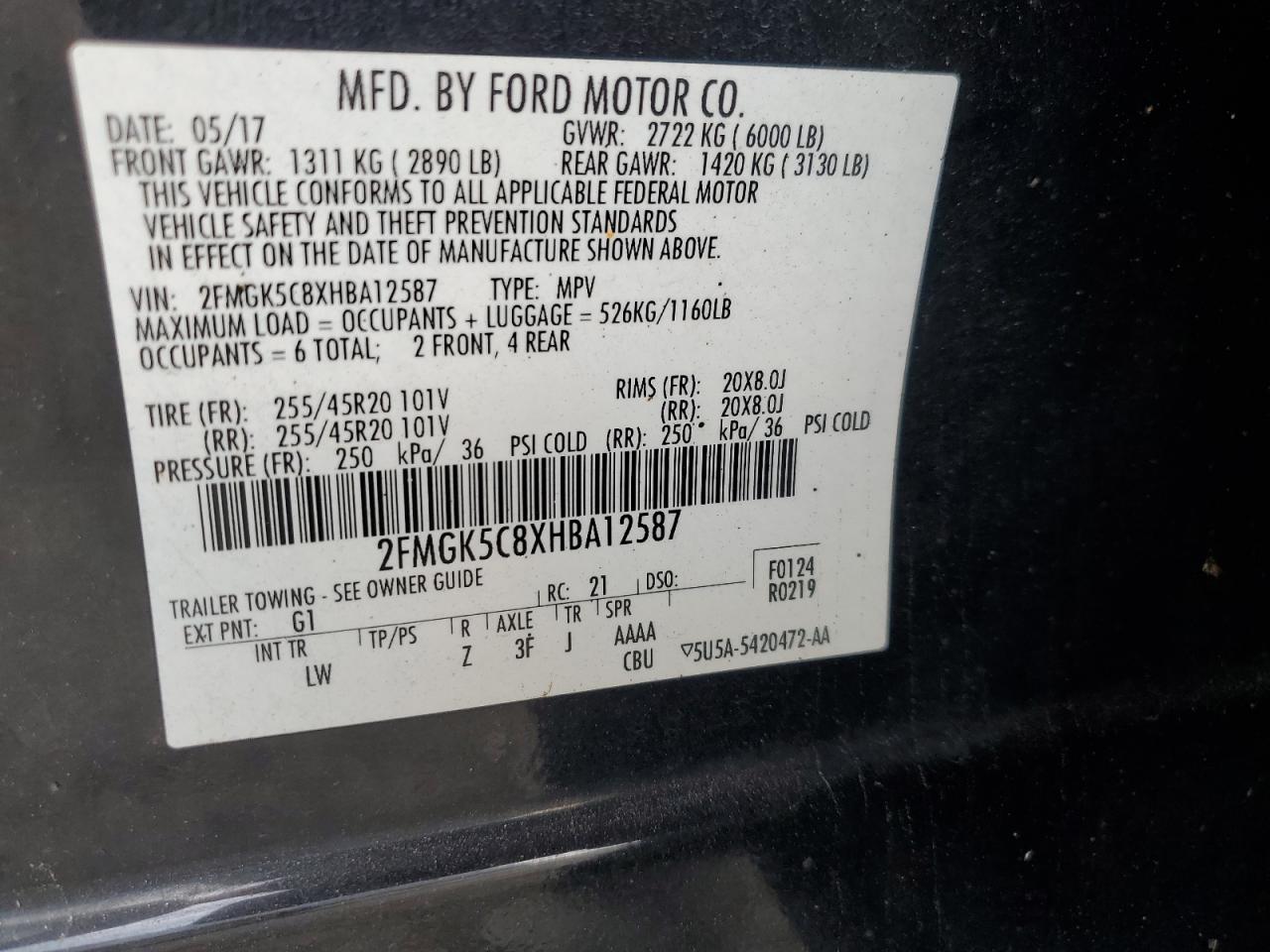 Photo 12 VIN: 2FMGK5C8XHBA12587 - FORD FLEX 