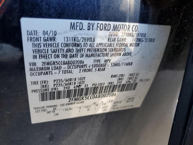 Photo 12 VIN: 2FMGK5CC0ABD02086 - FORD FLEX 