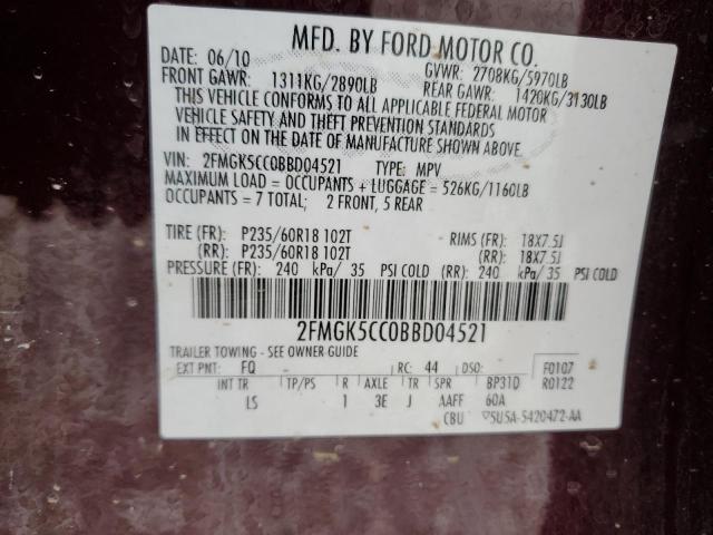 Photo 12 VIN: 2FMGK5CC0BBD04521 - FORD FLEX 