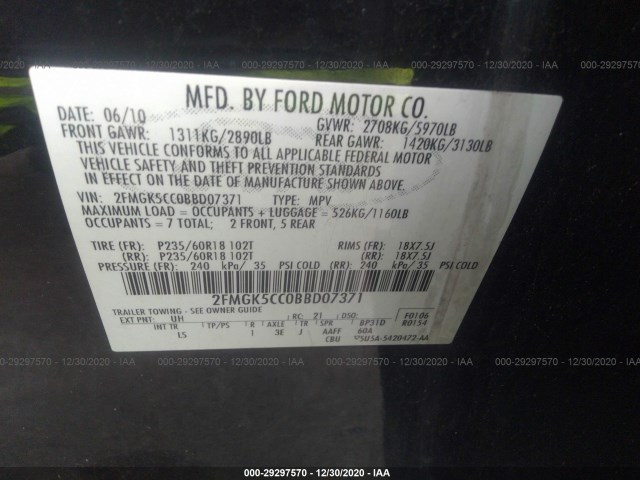 Photo 8 VIN: 2FMGK5CC0BBD07371 - FORD FLEX 