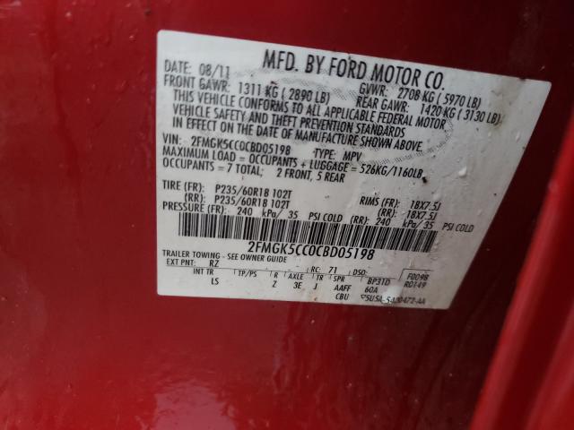 Photo 9 VIN: 2FMGK5CC0CBD05198 - FORD FLEX SEL 