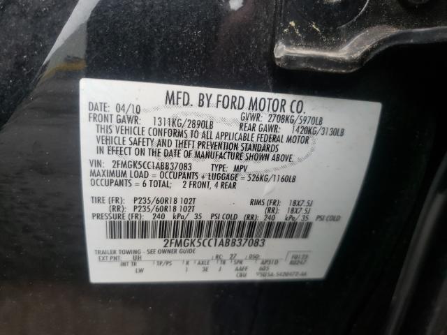 Photo 9 VIN: 2FMGK5CC1ABB37083 - FORD FLEX SEL 