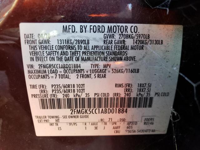 Photo 11 VIN: 2FMGK5CC1ABD01884 - FORD FLEX 