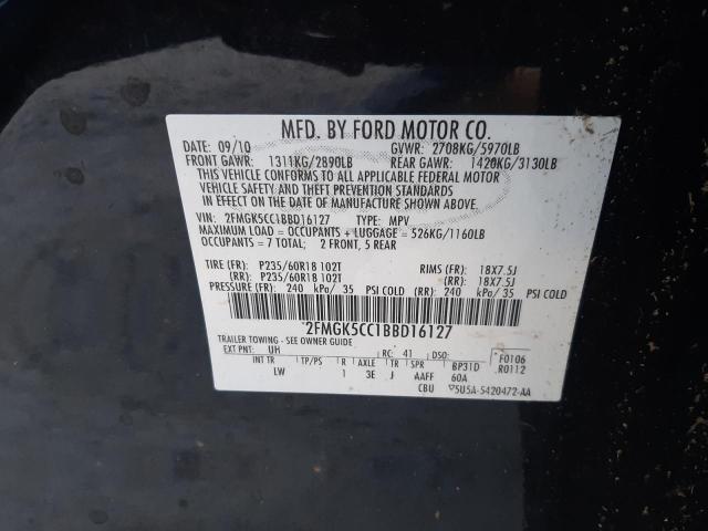 Photo 9 VIN: 2FMGK5CC1BBD16127 - FORD FLEX SEL 