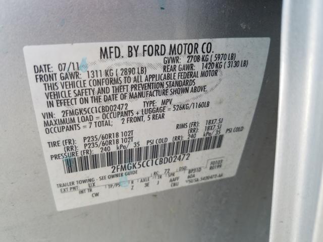 Photo 9 VIN: 2FMGK5CC1CBD02472 - FORD FLEX SEL 