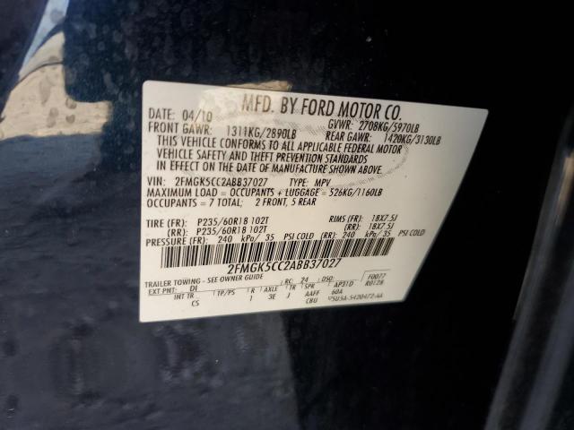 Photo 13 VIN: 2FMGK5CC2ABB37027 - FORD FLEX SEL 