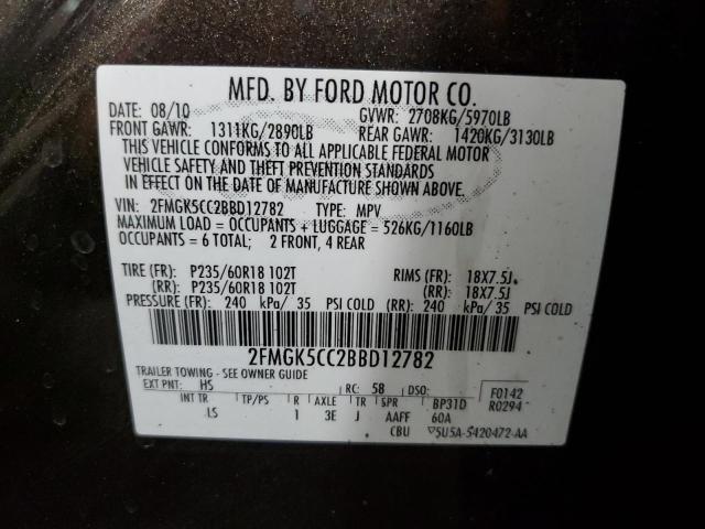 Photo 9 VIN: 2FMGK5CC2BBD12782 - FORD FLEX SEL 