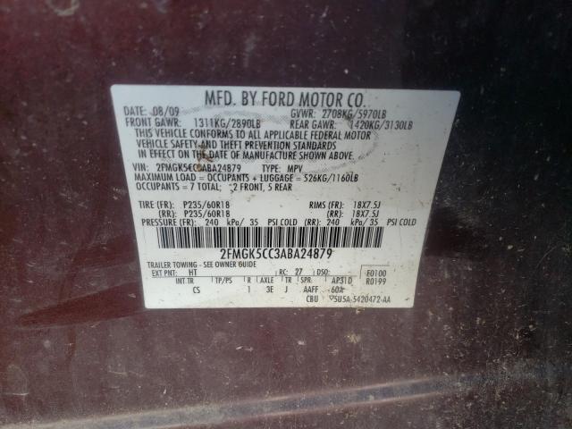 Photo 9 VIN: 2FMGK5CC3ABA24879 - FORD FLEX SEL 