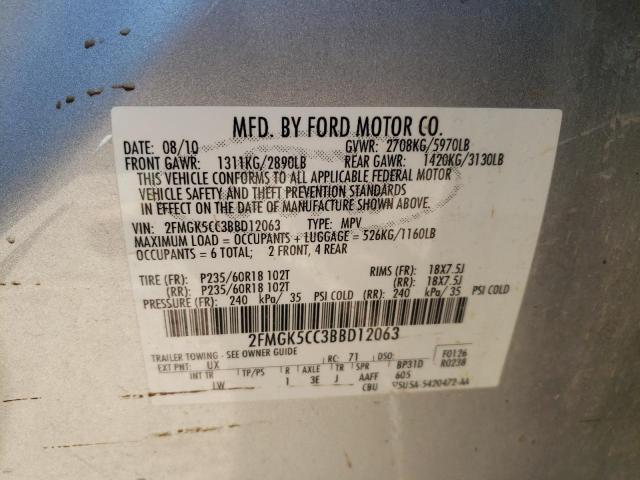 Photo 11 VIN: 2FMGK5CC3BBD12063 - FORD FLEX SEL 