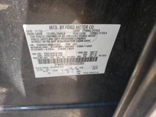 Photo 9 VIN: 2FMGK5CC3BBD22205 - FORD FLEX SEL 