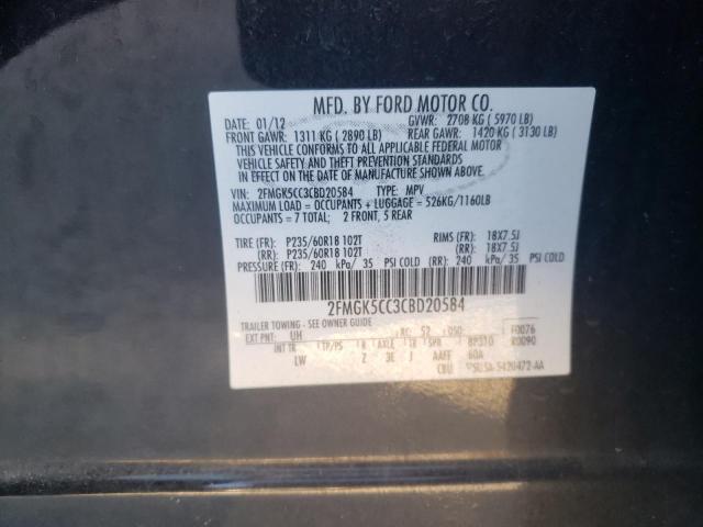 Photo 9 VIN: 2FMGK5CC3CBD20584 - FORD FLEX SEL 