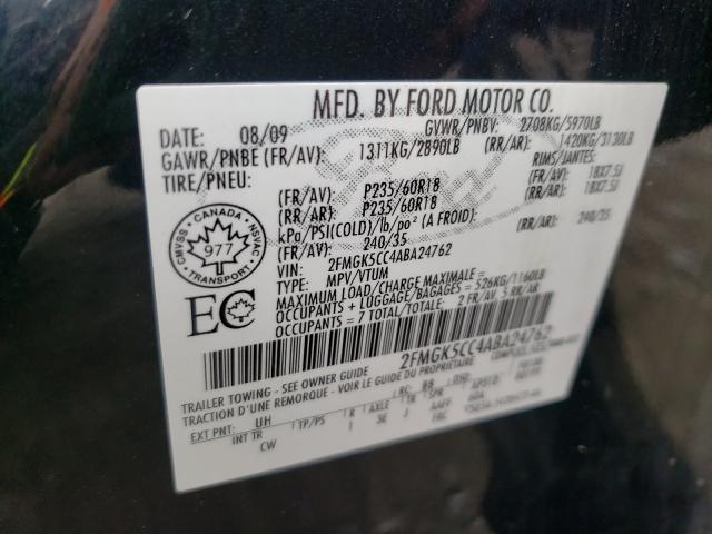 Photo 9 VIN: 2FMGK5CC4ABA24762 - FORD FLEX SEL 