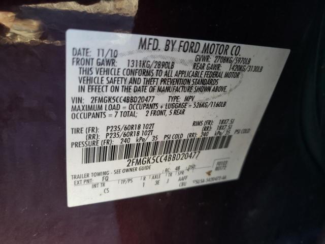 Photo 9 VIN: 2FMGK5CC4BBD20477 - FORD FLEX SEL 