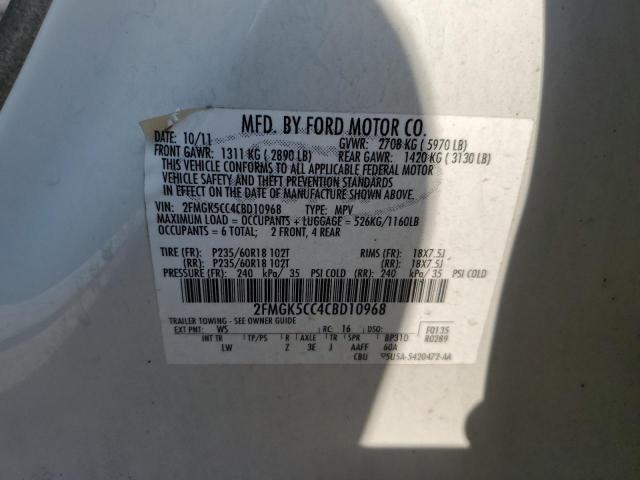 Photo 9 VIN: 2FMGK5CC4CBD10968 - FORD FLEX SEL 