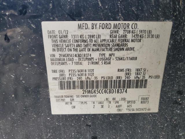 Photo 12 VIN: 2FMGK5CC4CBD18374 - FORD FLEX SEL 