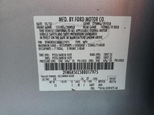 Photo 12 VIN: 2FMGK5CC5BBD17975 - FORD FLEX SEL 