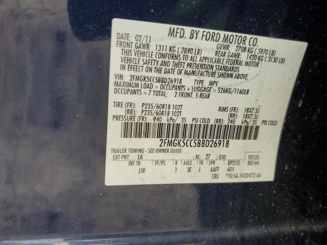 Photo 13 VIN: 2FMGK5CC5BBD26918 - FORD FLEX SEL 