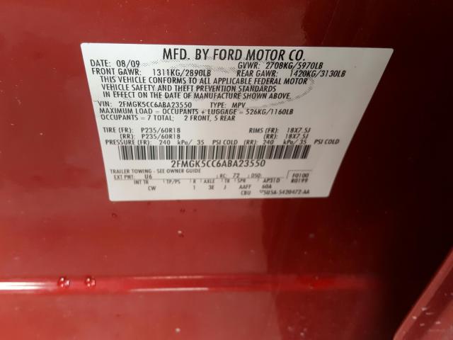 Photo 9 VIN: 2FMGK5CC6ABA23550 - FORD FLEX SEL 