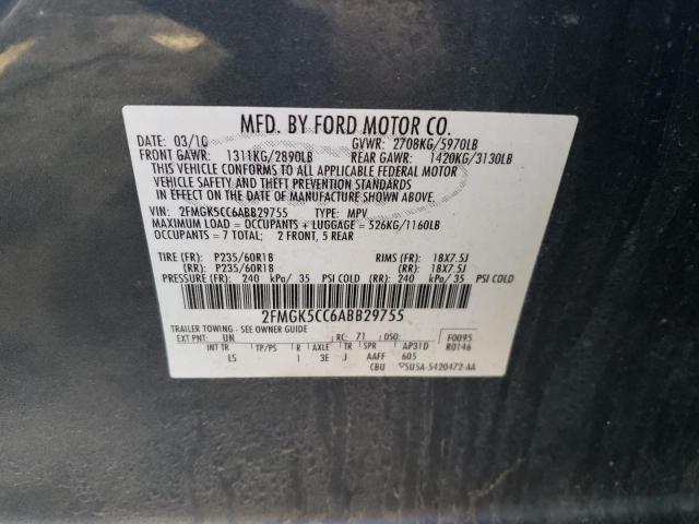 Photo 9 VIN: 2FMGK5CC6ABB29755 - FORD FLEX SEL 