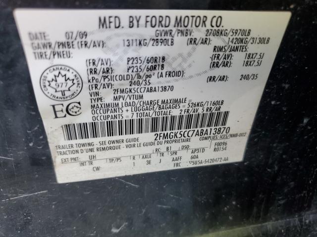 Photo 9 VIN: 2FMGK5CC7ABA13870 - FORD FLEX SEL 