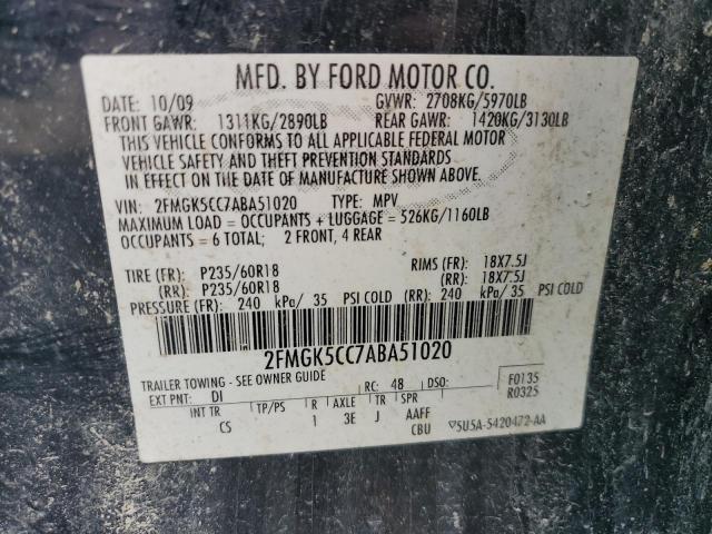 Photo 12 VIN: 2FMGK5CC7ABA51020 - FORD FLEX SEL 