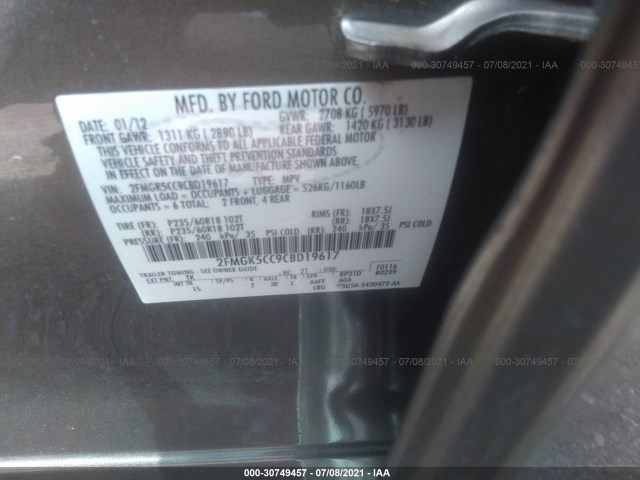 Photo 8 VIN: 2FMGK5CC9CBD19617 - FORD FLEX 