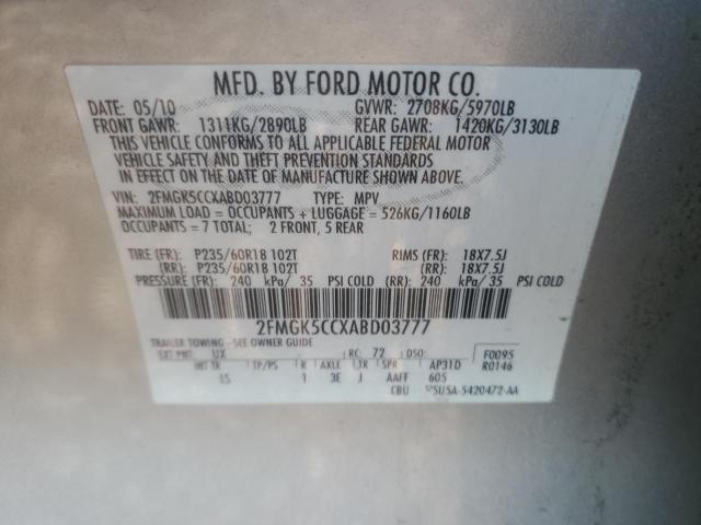 Photo 11 VIN: 2FMGK5CCXABD03777 - FORD FLEX 