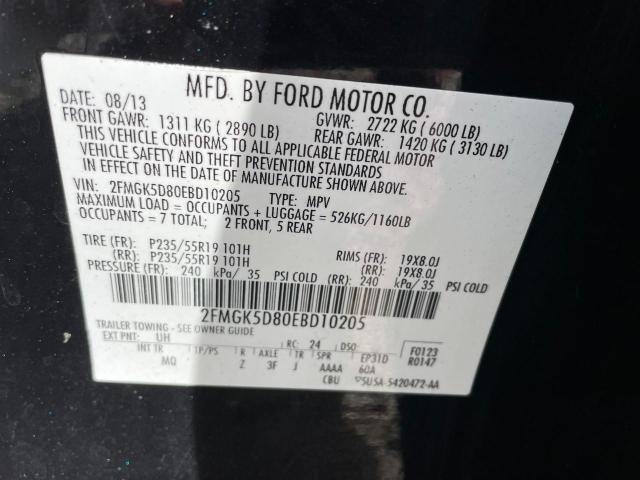 Photo 9 VIN: 2FMGK5D80EBD10205 - FORD FLEX 