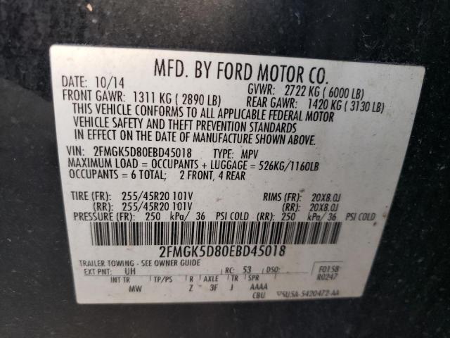 Photo 9 VIN: 2FMGK5D80EBD45018 - FORD FLEX LIMIT 