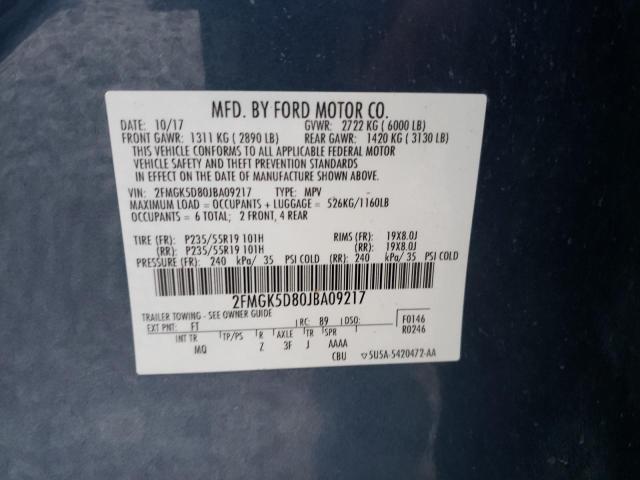 Photo 12 VIN: 2FMGK5D80JBA09217 - FORD FLEX LIMIT 