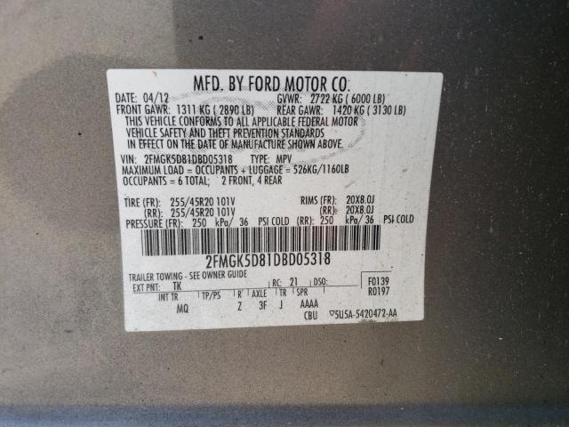 Photo 12 VIN: 2FMGK5D81DBD05318 - FORD FLEX 