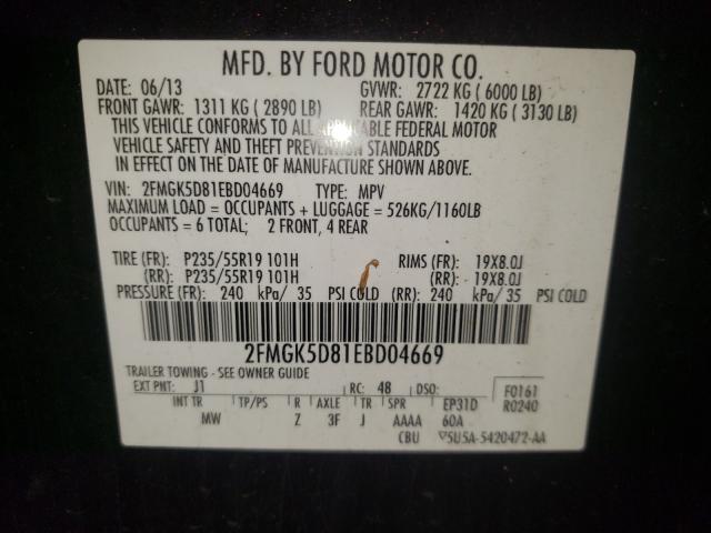 Photo 9 VIN: 2FMGK5D81EBD04669 - FORD FLEX 