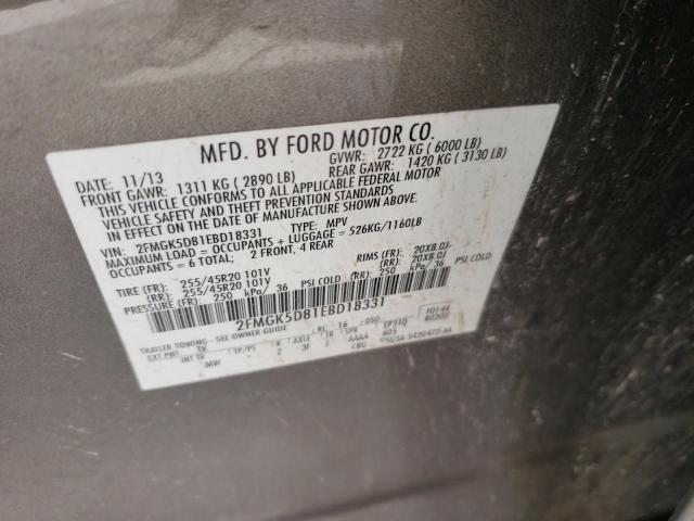 Photo 9 VIN: 2FMGK5D81EBD18331 - FORD FLEX LIMIT 