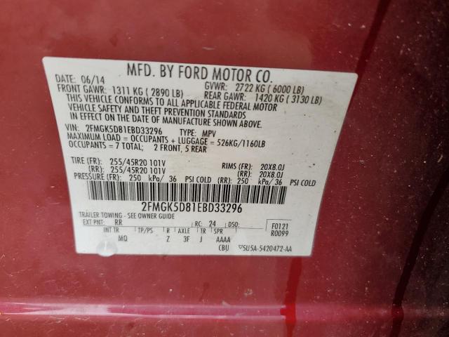 Photo 12 VIN: 2FMGK5D81EBD33296 - FORD FLEX 