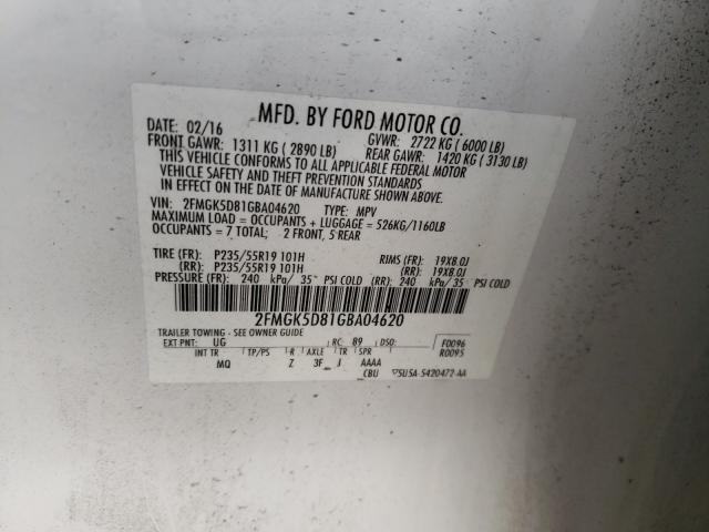 Photo 9 VIN: 2FMGK5D81GBA04620 - FORD FLEX LIMIT 