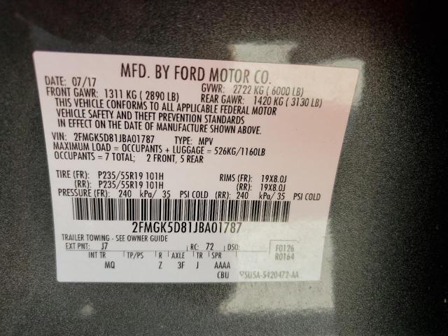 Photo 13 VIN: 2FMGK5D81JBA01787 - FORD FLEX LIMIT 