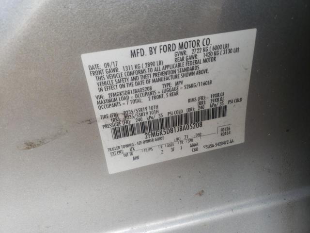 Photo 9 VIN: 2FMGK5D81JBA05208 - FORD FLEX LIMIT 