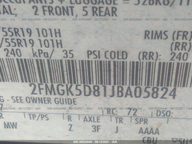 Photo 8 VIN: 2FMGK5D81JBA05824 - FORD FLEX 