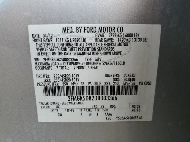 Photo 12 VIN: 2FMGK5D82DBD03366 - FORD FLEX LIMIT 