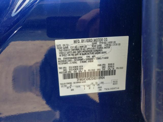 Photo 9 VIN: 2FMGK5D82DBD18904 - FORD FLEX LIMIT 