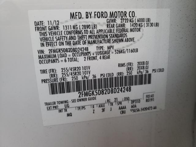 Photo 9 VIN: 2FMGK5D82DBD24248 - FORD FLEX LIMIT 