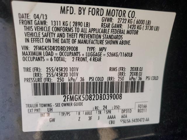 Photo 13 VIN: 2FMGK5D82DBD39008 - FORD FLEX LIMIT 