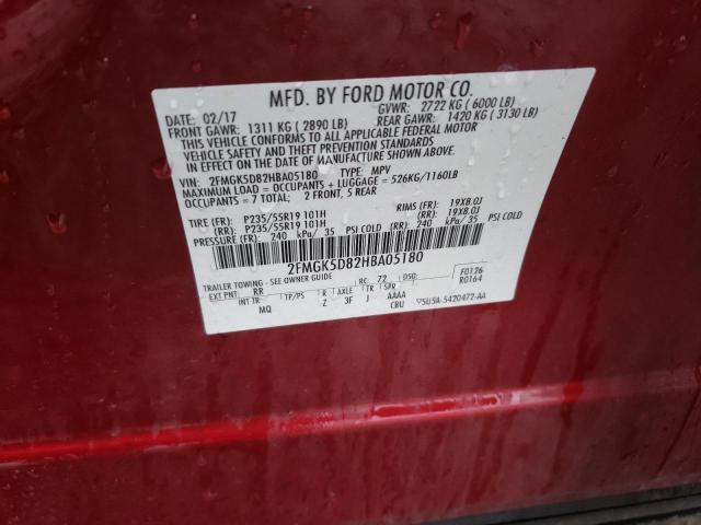 Photo 13 VIN: 2FMGK5D82HBA05180 - FORD FLEX LIMIT 